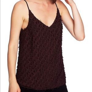 1.State Spaghetti Strap Fringe Jacquard Cami